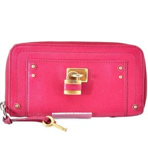 Chloe Long Wallet Leather Pink Gold